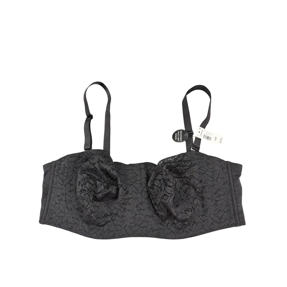 Torrid Strapless Unlined Lace Straight Back Bra Rich Black 42DD MSRP $54